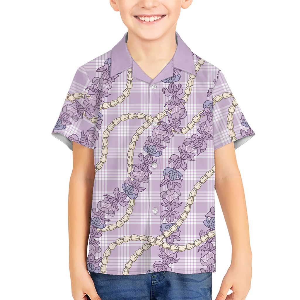 Pua Kalaunu Lei Family Matching Summer Maxi Dress and Hawaiian Shirt Palaka Pattern LT01 Son's Shirt Purple - Polynesian Pride