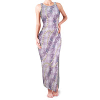Pua Kalaunu Lei Family Matching Tank Maxi Dress and Hawaiian Shirt Palaka Pattern LT01 Mom's Dress Purple - Polynesian Pride