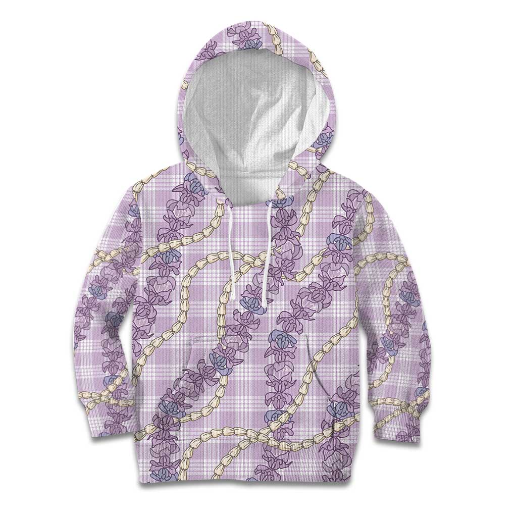 Pua Kalaunu Lei Kid Hoodie Palaka Pattern LT01 Hoodie Purple - Polynesian Pride