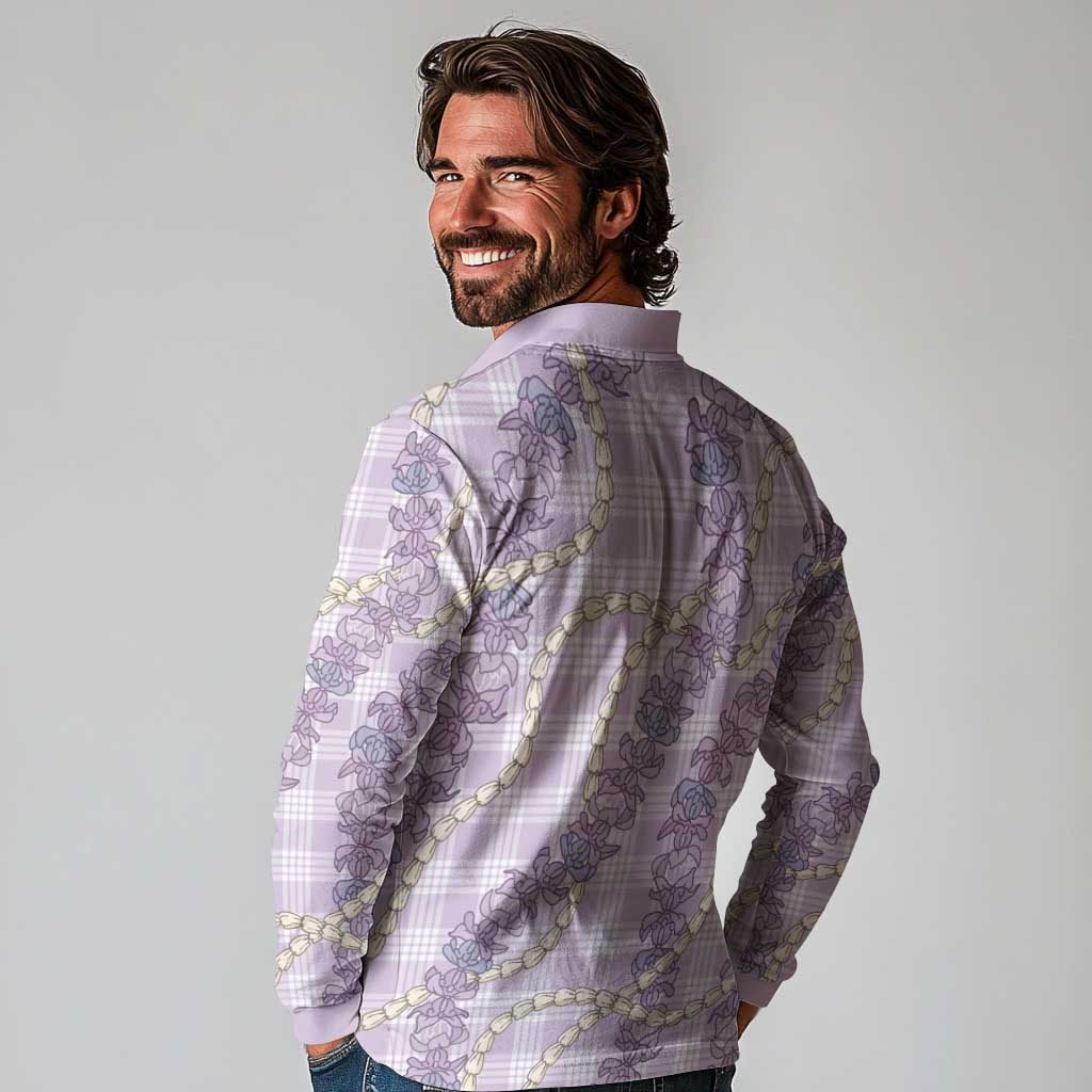 Pua Kalaunu Lei Long Sleeve Polo Shirt Palaka Pattern LT01 - Polynesian Pride