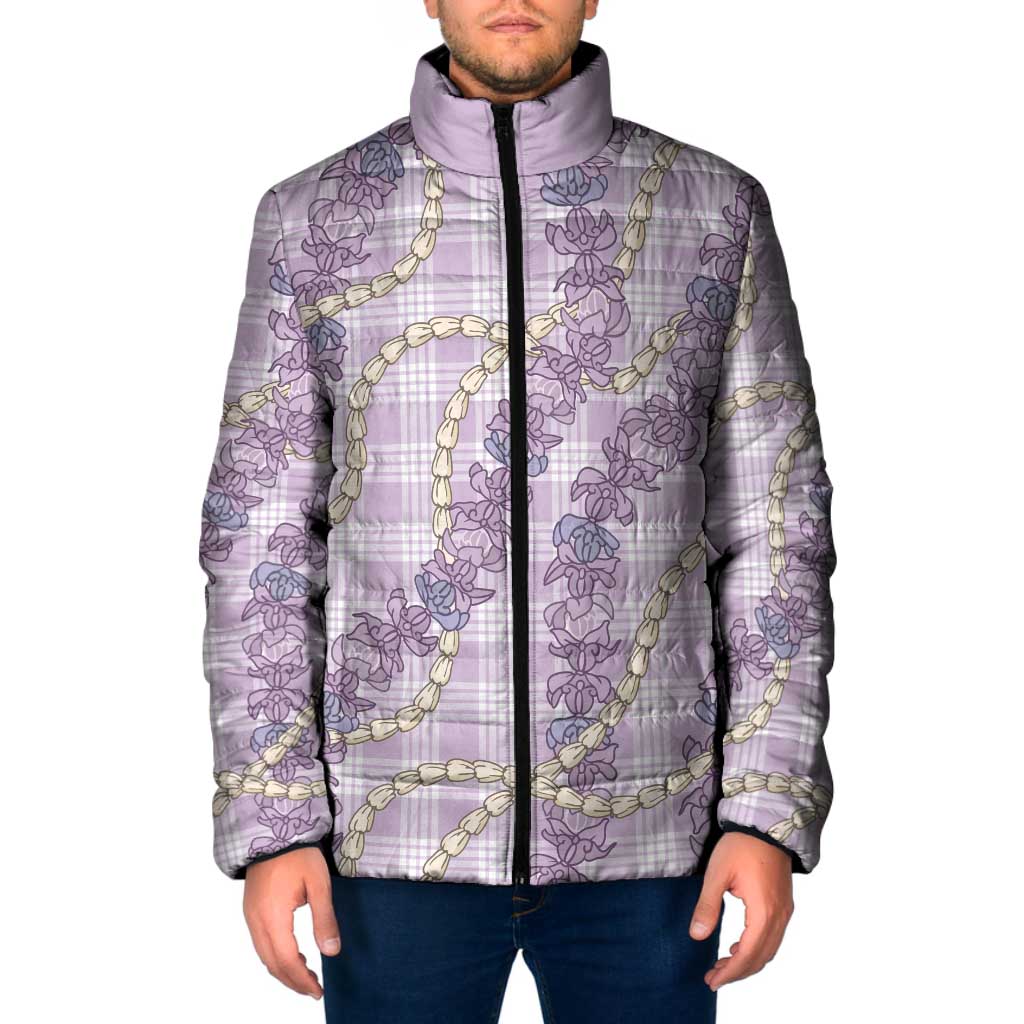 Pua Kalaunu Lei Padded Jacket Palaka Pattern LT01 Men Purple - Polynesian Pride