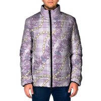 Pua Kalaunu Lei Padded Jacket Palaka Pattern LT01 Men Purple - Polynesian Pride