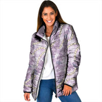 Pua Kalaunu Lei Padded Jacket Palaka Pattern LT01 Women Purple - Polynesian Pride