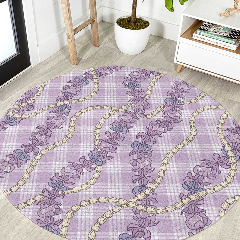 Pua Kalaunu Lei Round Carpet Palaka Pattern