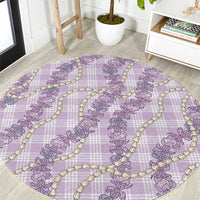 Pua Kalaunu Lei Round Carpet Palaka Pattern