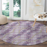 Pua Kalaunu Lei Round Carpet Palaka Pattern