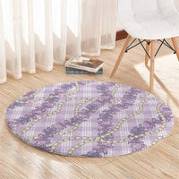 Pua Kalaunu Lei Round Carpet Palaka Pattern