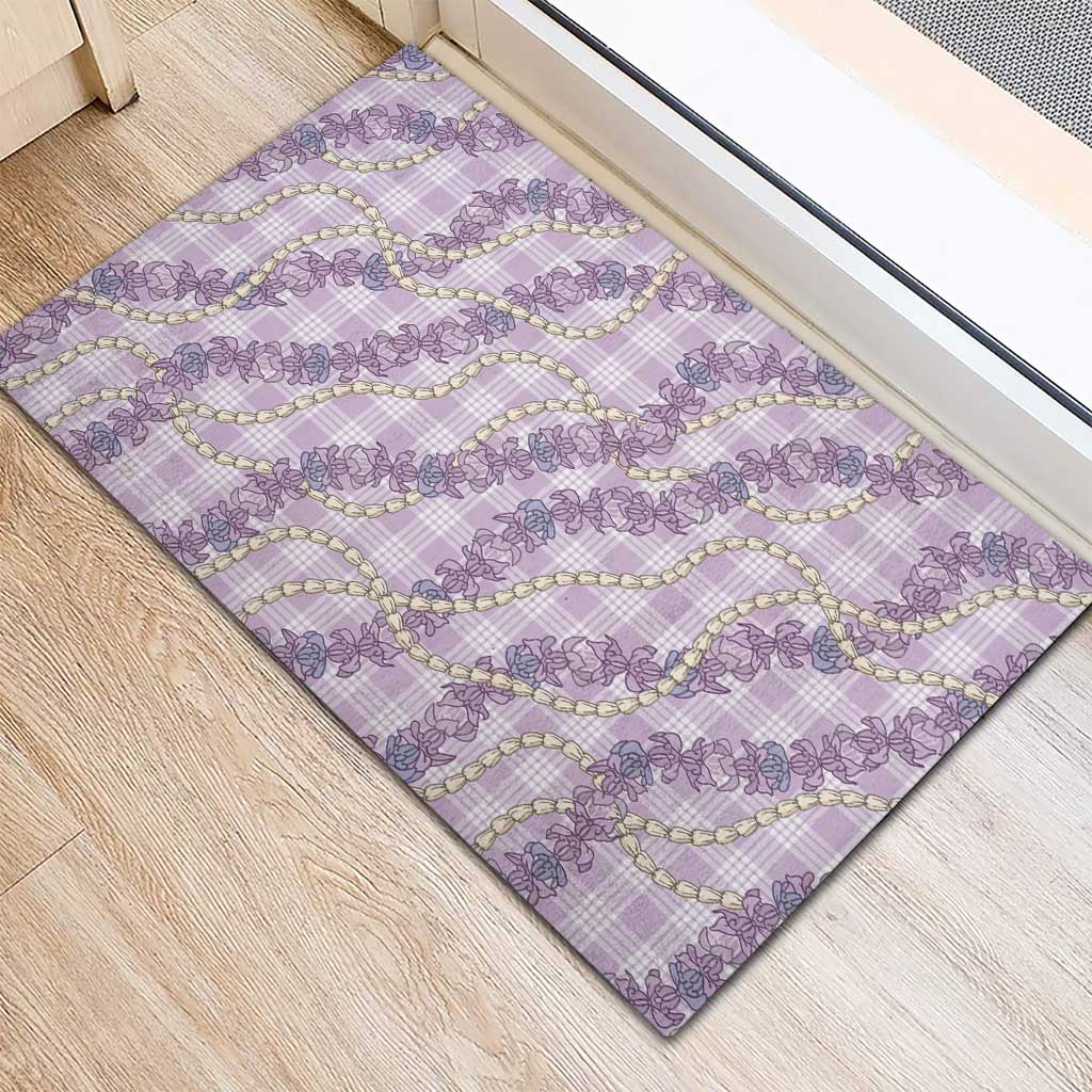 Pua Kalaunu Lei Rubber Doormat Palaka Pattern