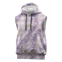 Pua Kalaunu Lei Sleeveless Hoodie Palaka Pattern LT01 Purple - Polynesian Pride