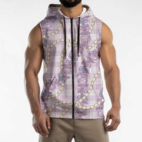 Pua Kalaunu Lei Sleeveless Zip Hoodie Palaka Pattern LT01 - Polynesian Pride
