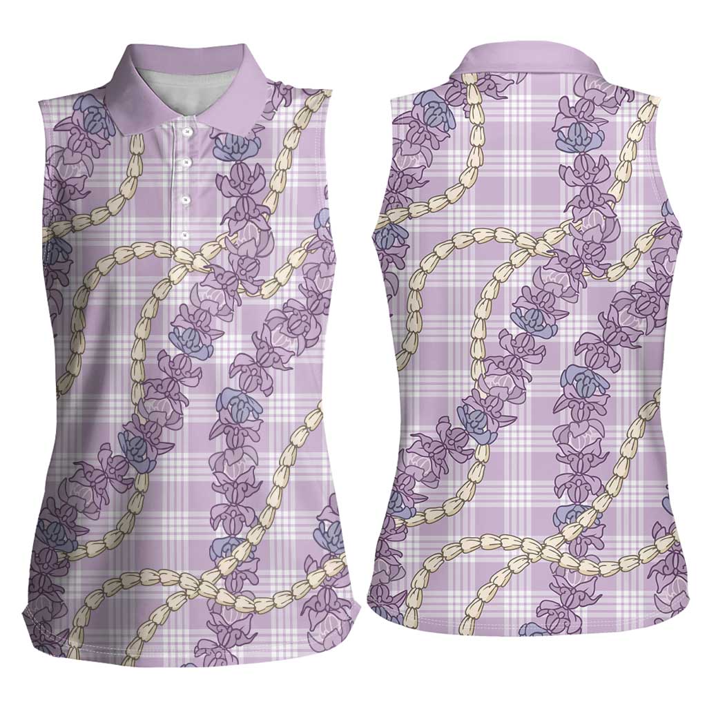 Pua Kalaunu Lei Women Sleeveless Polo Shirt Palaka Pattern