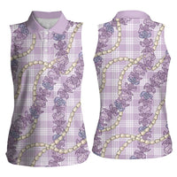 Pua Kalaunu Lei Women Sleeveless Polo Shirt Palaka Pattern
