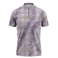 Pua Kalaunu Lei Zipper Polo Shirt Palaka Pattern LT01 Purple - Polynesian Pride
