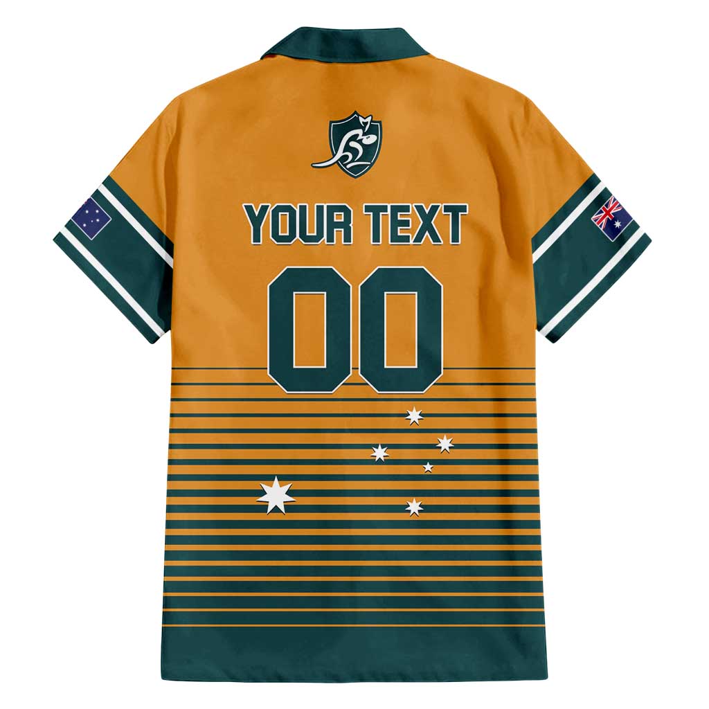 Custom Rugby Australia Family Matching Off Shoulder Short Dress and Hawaiian Shirt Junior Wallabies Go Champions