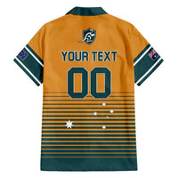Custom Rugby Australia Family Matching Off Shoulder Short Dress and Hawaiian Shirt Junior Wallabies Go Champions