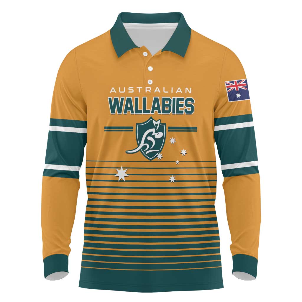 Custom Rugby Australia Long Sleeve Polo Shirt Junior Wallabies Go Champions