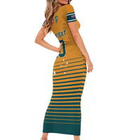 Custom Rugby Australia Short Sleeve Bodycon Dress Junior Wallabies Go Champions