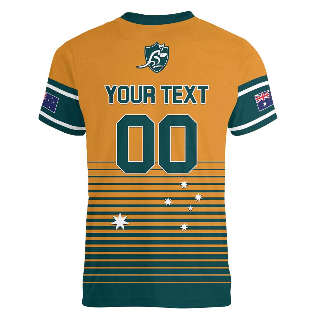 Custom Rugby Australia Women V-Neck T-Shirt Junior Wallabies Go Champions LT01 - Polynesian Pride