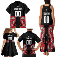 Custom Rugby New Zealand Family Matching Tank Maxi Dress and Hawaiian Shirt Baby Black Go Champions