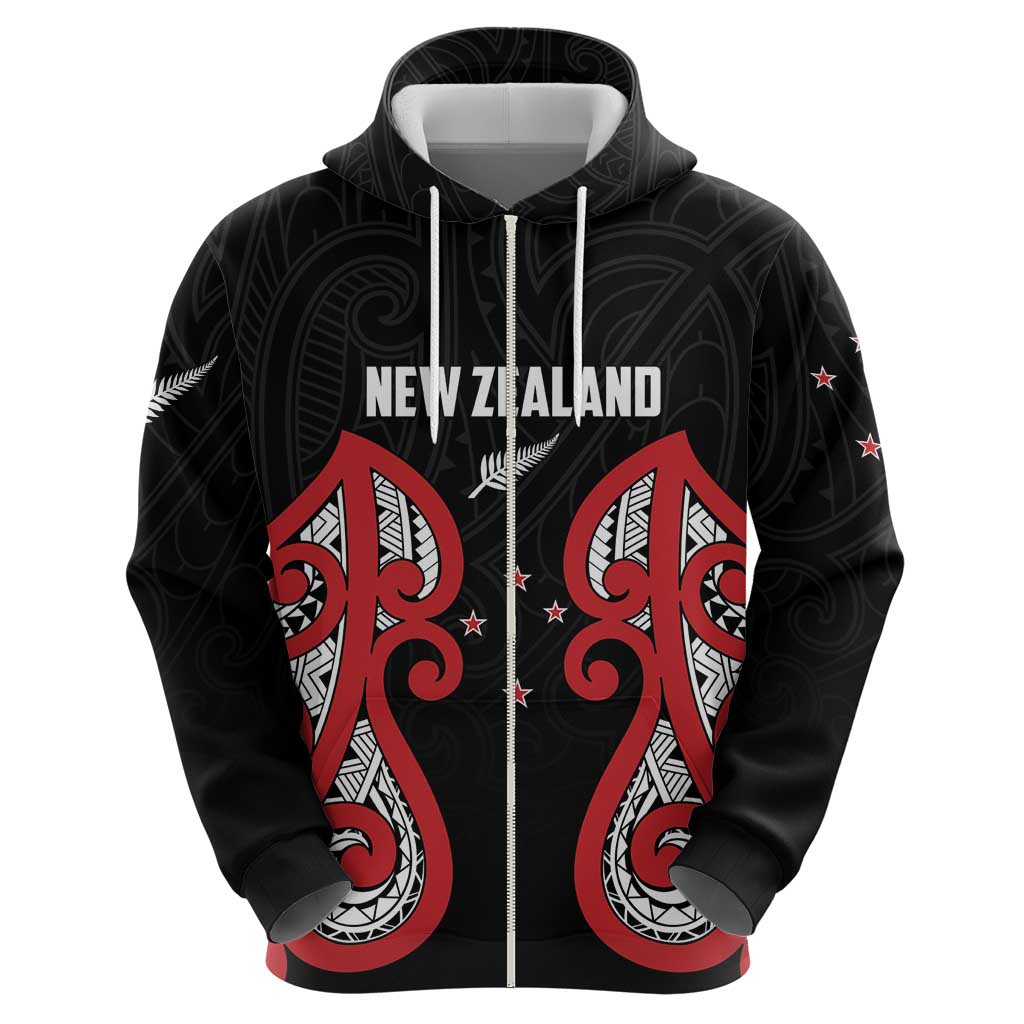 Custom Rugby New Zealand Zip Hoodie Baby Black Go Champions LT01 - Polynesian Pride