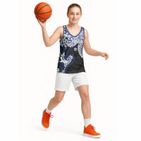Monstera Plumeria Flowers Blue Basketball Jersey Polynesian Pattern LT01 - Polynesian Pride