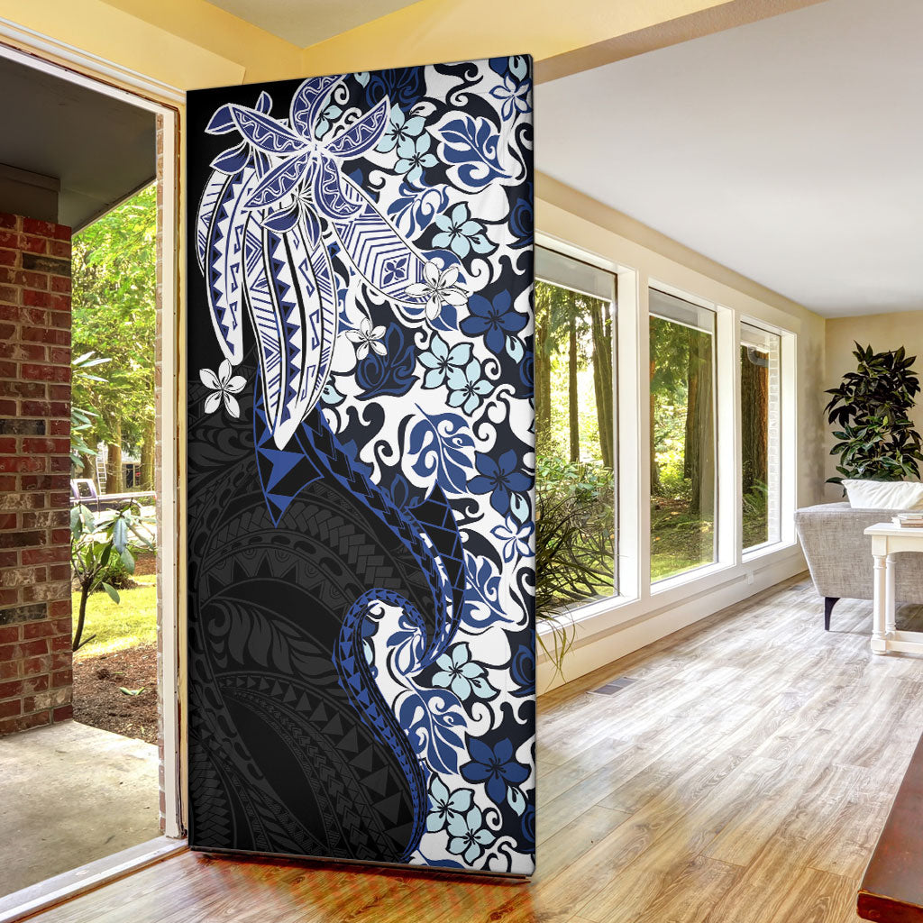 Monstera Plumeria Flowers Blue Door Cover Polynesian Pattern LT01 - Polynesian Pride