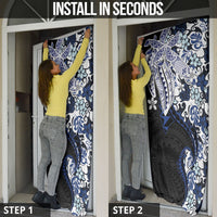 Monstera Plumeria Flowers Blue Door Cover Polynesian Pattern LT01 - Polynesian Pride