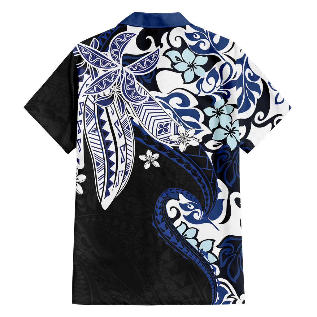 Monstera Plumeria Flowers Blue Family Matching Tank Maxi Dress and Hawaiian Shirt Polynesian Pattern LT01 - Polynesian Pride