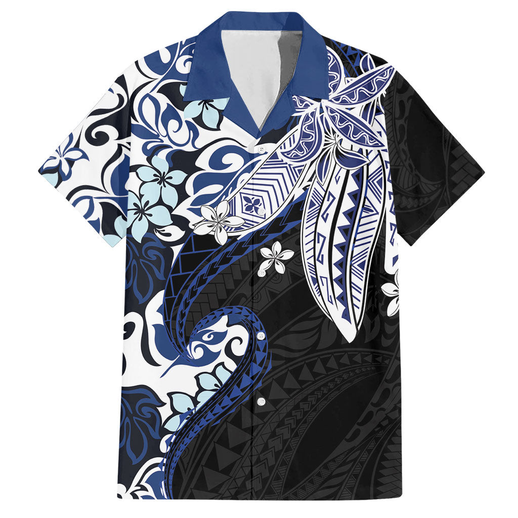 Monstera Plumeria Flowers Blue Hawaiian Shirt Polynesian Pattern LT01 Blue - Polynesian Pride
