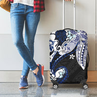 Monstera Plumeria Flowers Blue Luggage Cover Polynesian Pattern LT01 - Polynesian Pride