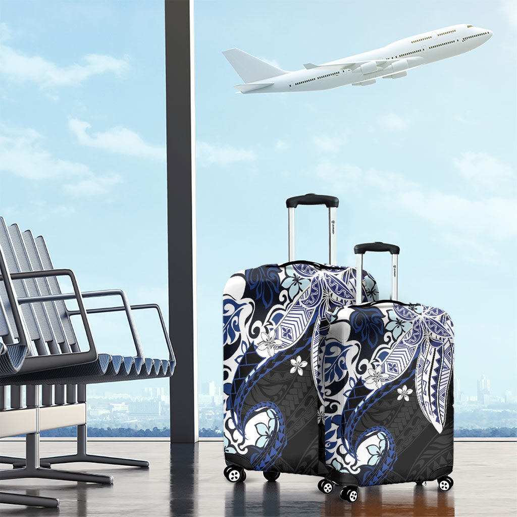 Monstera Plumeria Flowers Blue Luggage Cover Polynesian Pattern LT01 - Polynesian Pride