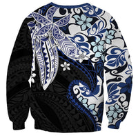Monstera Plumeria Flowers Blue Sweatshirt Polynesian Pattern LT01 - Polynesian Pride