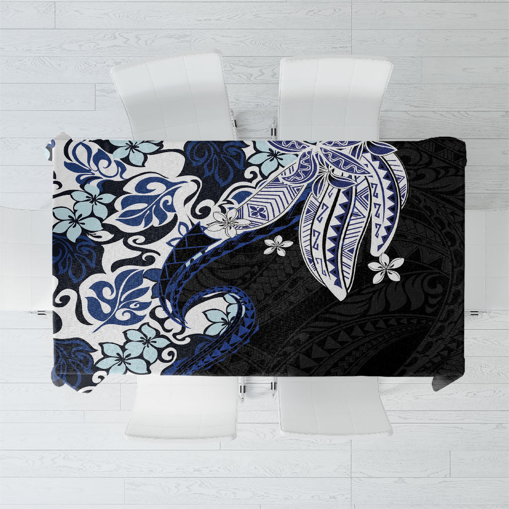 Monstera Plumeria Flowers Blue Tablecloth Polynesian Pattern LT01 Blue - Polynesian Pride