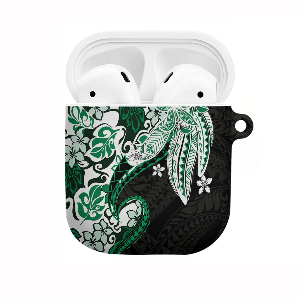 Monstera Plumeria Flowers Green AirPods Case Polynesian Pattern LT01 Green - Polynesian Pride
