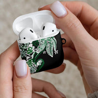 Monstera Plumeria Flowers Green AirPods Case Polynesian Pattern