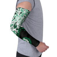 Monstera Plumeria Flowers Green Arm Sleeves Polynesian Pattern