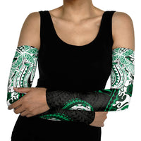 Monstera Plumeria Flowers Green Arm Sleeves Polynesian Pattern