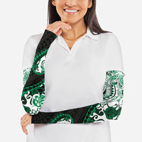 Monstera Plumeria Flowers Green Arm Sleeves Polynesian Pattern