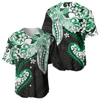 Monstera Plumeria Flowers Green Baseball Jersey Polynesian Pattern LT01 - Polynesian Pride