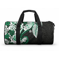 Monstera Plumeria Flowers Green Duffle Bag Polynesian Pattern