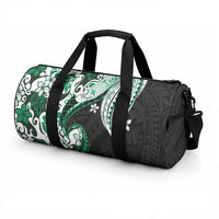 Monstera Plumeria Flowers Green Duffle Bag Polynesian Pattern