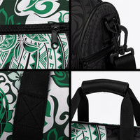 Monstera Plumeria Flowers Green Duffle Bag Polynesian Pattern