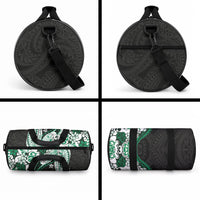 Monstera Plumeria Flowers Green Duffle Bag Polynesian Pattern