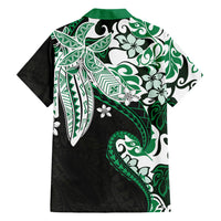 Monstera Plumeria Flowers Green Family Matching Tank Maxi Dress and Hawaiian Shirt Polynesian Pattern