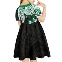 Monstera Plumeria Flowers Green Kid Short Sleeve Dress Polynesian Pattern LT01 - Polynesian Pride