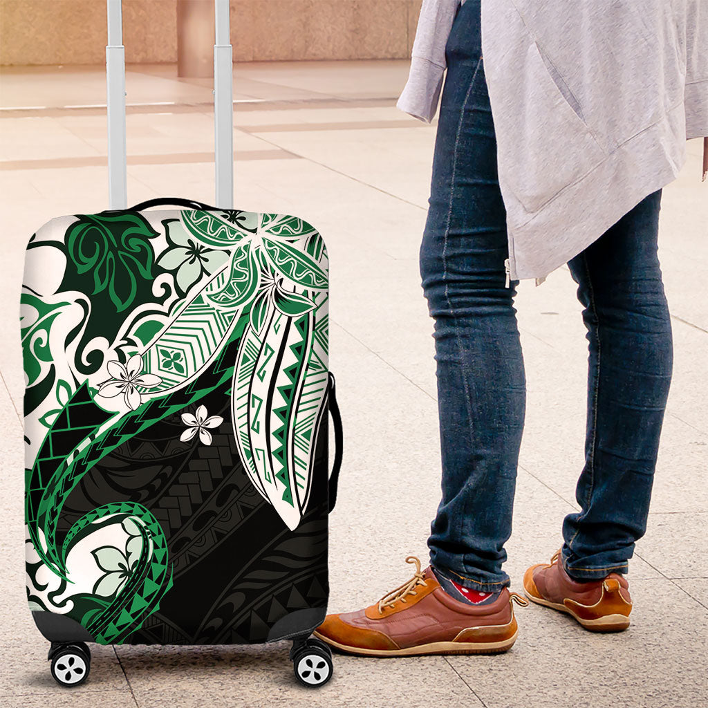 Monstera Plumeria Flowers Green Luggage Cover Polynesian Pattern LT01 Green - Polynesian Pride