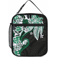 Monstera Plumeria Flowers Green Lunch Bag Polynesian Pattern LT01 10.2 × 8.3 × 4.3 inch Green - Polynesian Pride