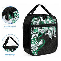 Monstera Plumeria Flowers Green Lunch Bag Polynesian Pattern LT01 - Polynesian Pride
