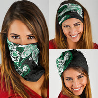 Monstera Plumeria Flowers Green Neck Gaiter Polynesian Pattern