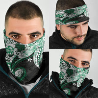 Monstera Plumeria Flowers Green Neck Gaiter Polynesian Pattern